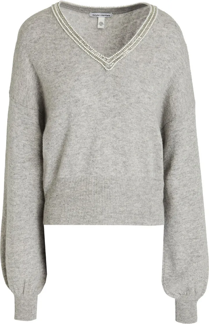 Embellished mélange cashmere sweater