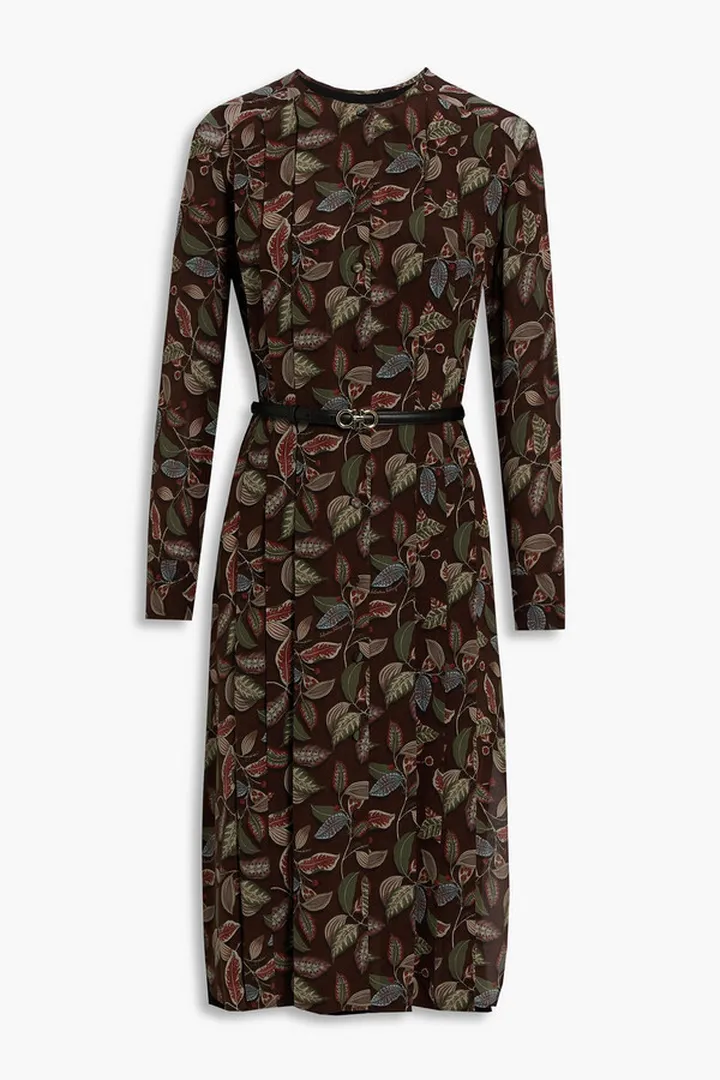 Sacramento paneled printed silk crepe de chine midi dress