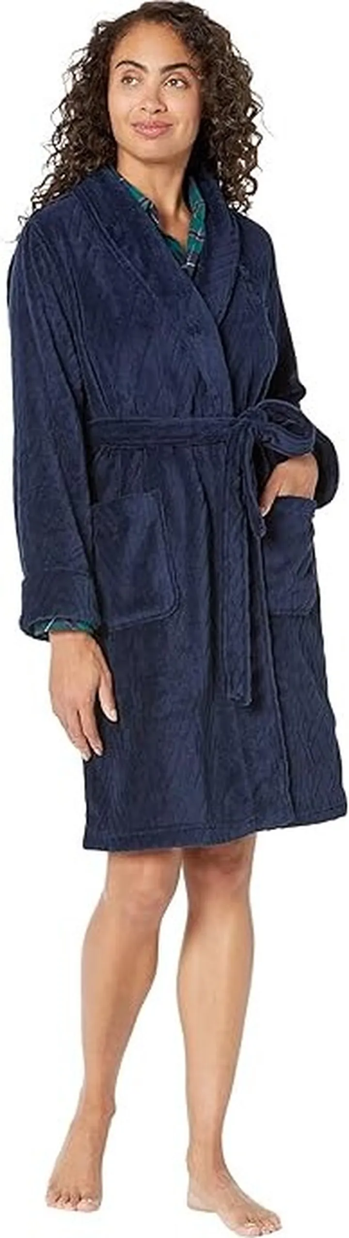 LAUREN Ralph Lauren Recycled So Soft Shawl Collar Robe (Navy) Women's Pajama