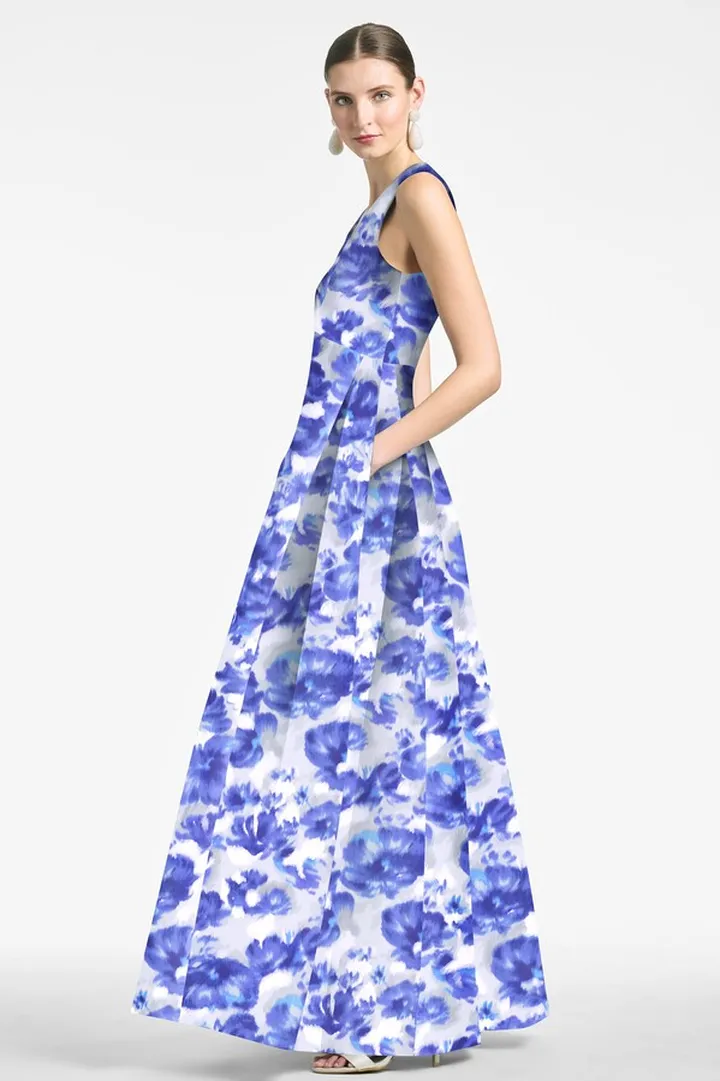 Brooke Gown - Azure Watercolor Floral