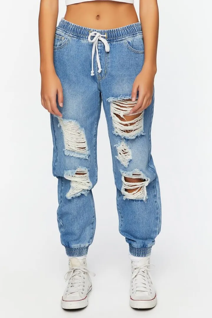 Destroyed Denim Joggers