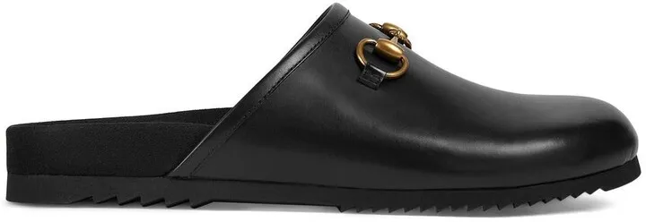 Horsebit round-toe mules