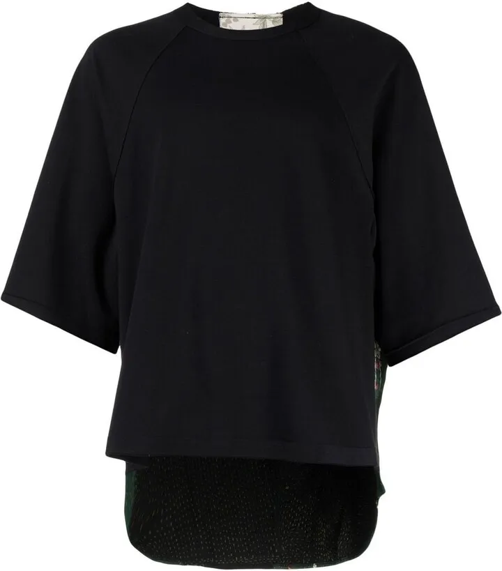 floral embroidery cotton T-shirt