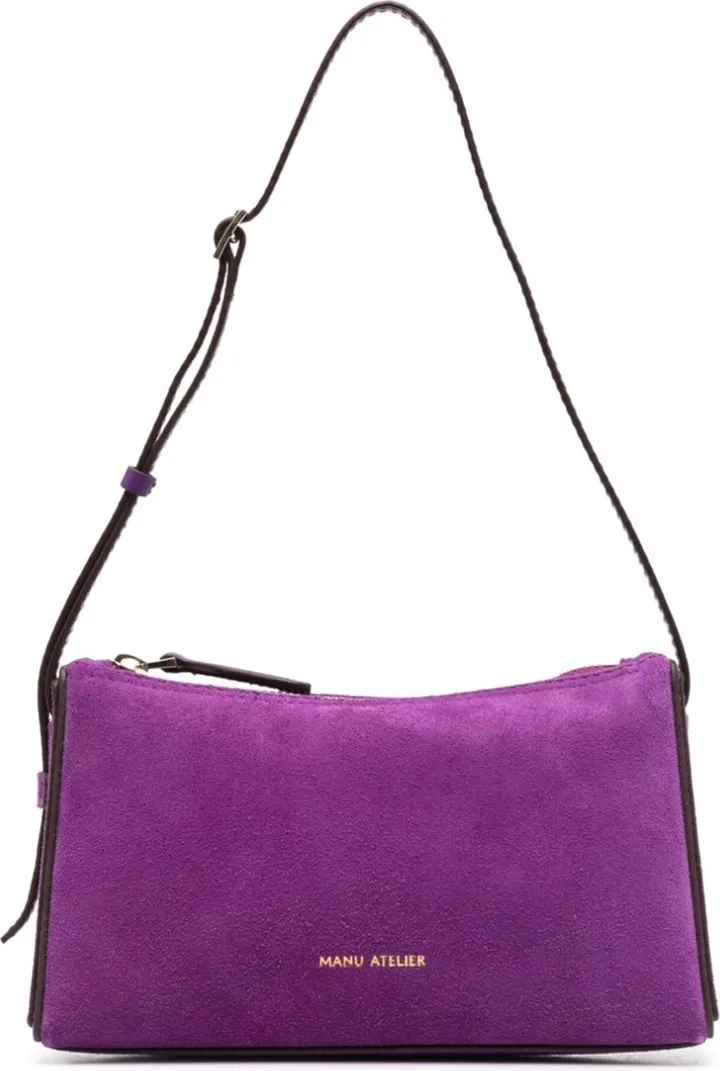 Logo-Print Suede Shoulder Bag