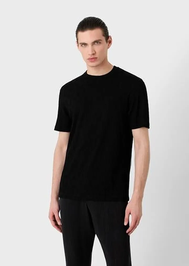 Jacquard stretch viscose-blend crew-neck T-shirt