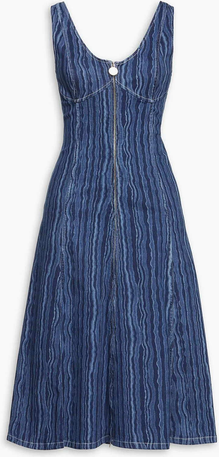 Printed denim dress