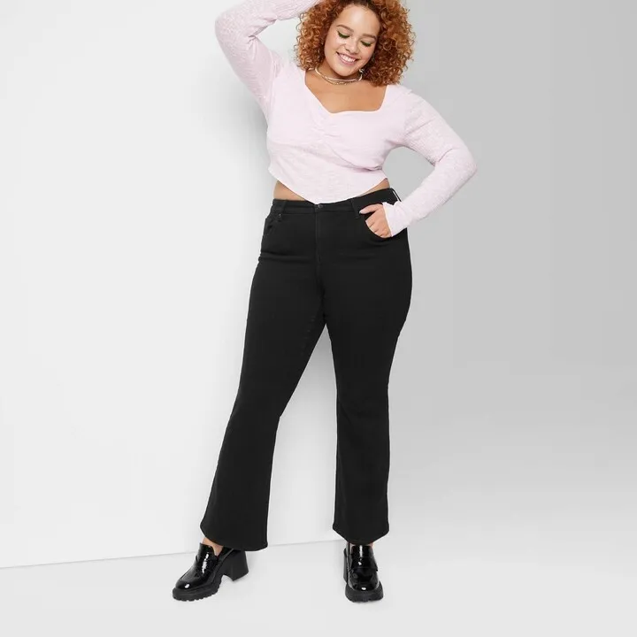 Women's Low-Rise Flare Jeans - Wild Fable™ Black Clean 28