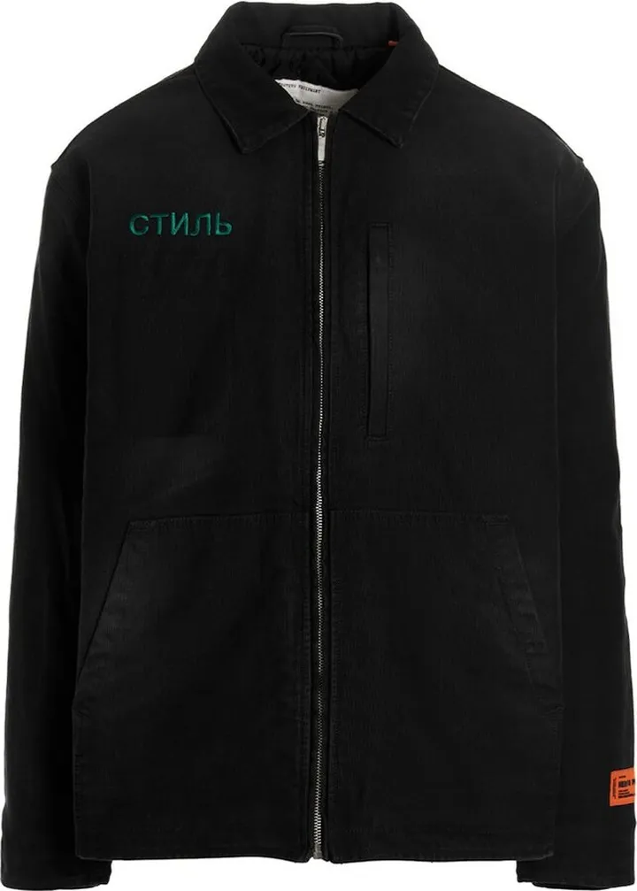 Heron Preston Logo Embroidered Zipped Denim Jacket