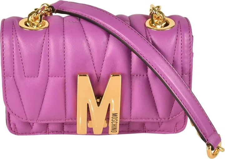 Moschino Logo Plaque Quilted Crossbody Bag