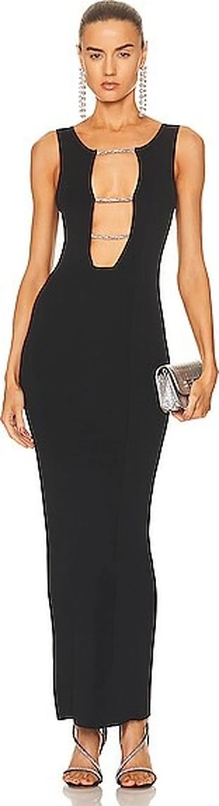 Christopher Esber Crystal Lattice Tank Dress in Black