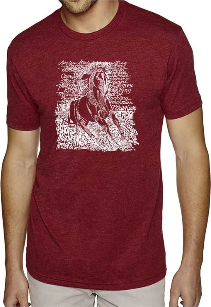 La Pop Art Men's Premium Word Art T-Shirt - Horse Breeds