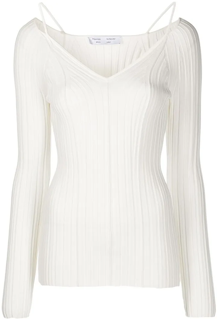 V-neck ribbed-knit top