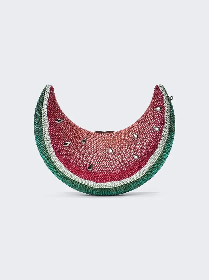 Crescent Watermelon Mini Bag Silver and Pink