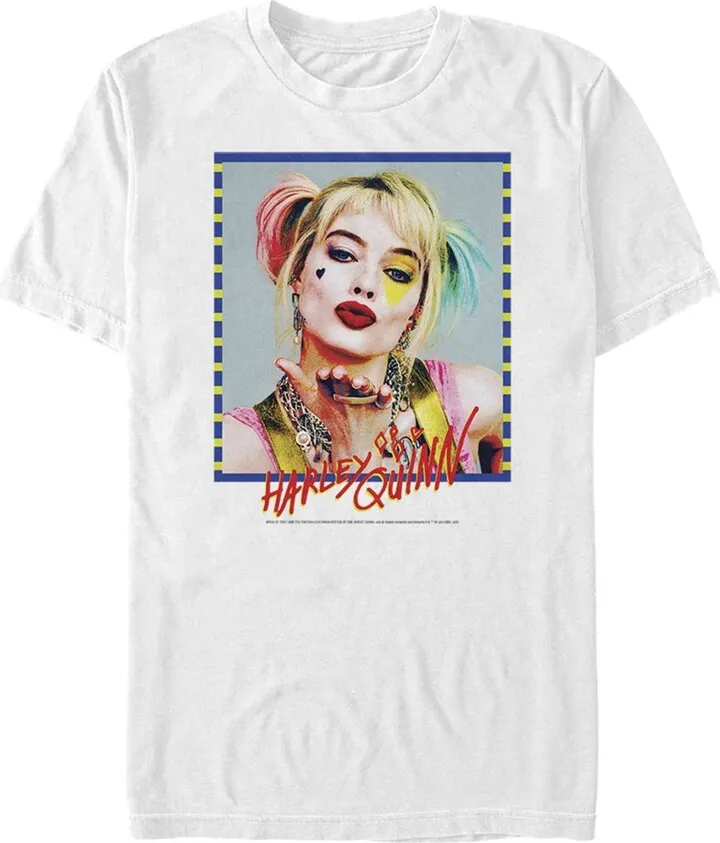 Men's Birds of Prey Harley Quinn Blowing Kiss T-Shirt - White - Medium