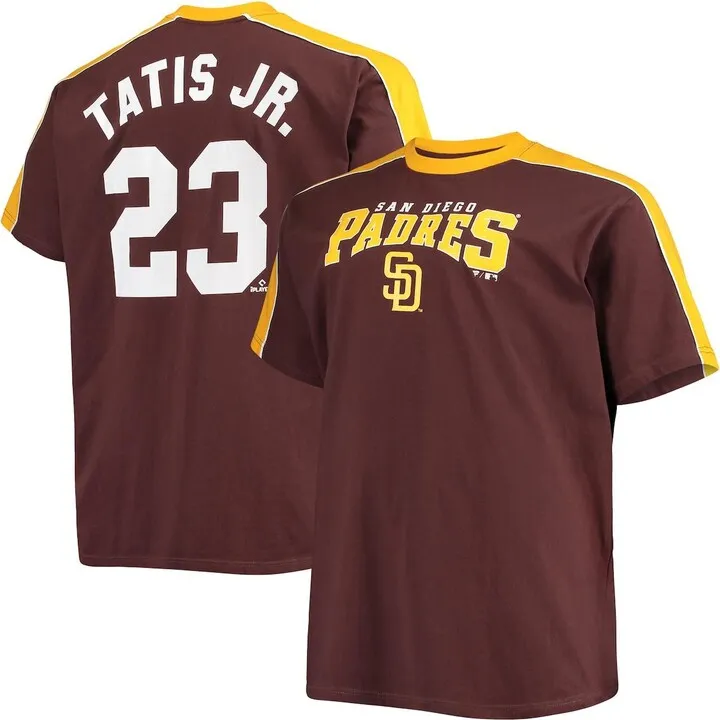 Men's Fernando Tatis Jr. Brown and Gold San Diego Padres Big and Tall Fashion Piping Player T-shirt