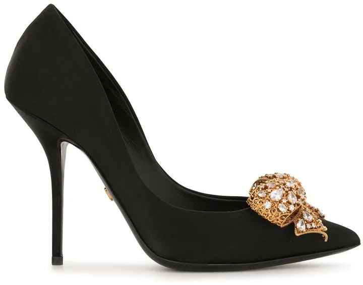 Bow-Detail Satin Pumps