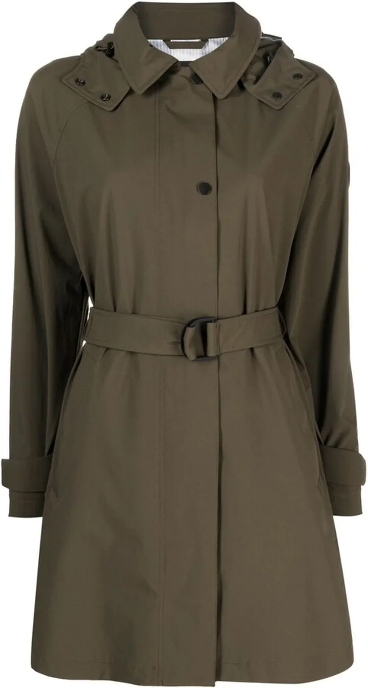Hooded Belted-Waist Trench Coat