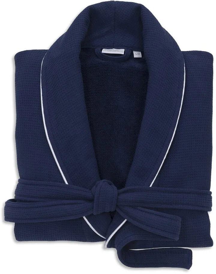 Hotel Collection Satin Piped Trim Waffle Terry Bathrobe
