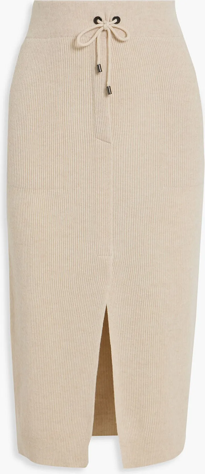 Ribbed cashmere midi skirt