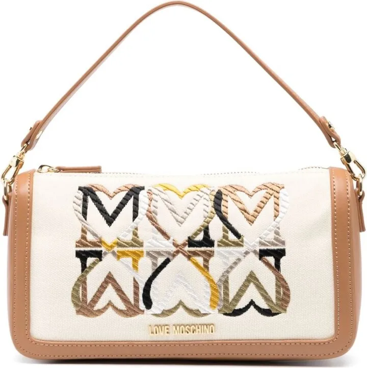 Embroidered-Motif Canvas Tote Bag