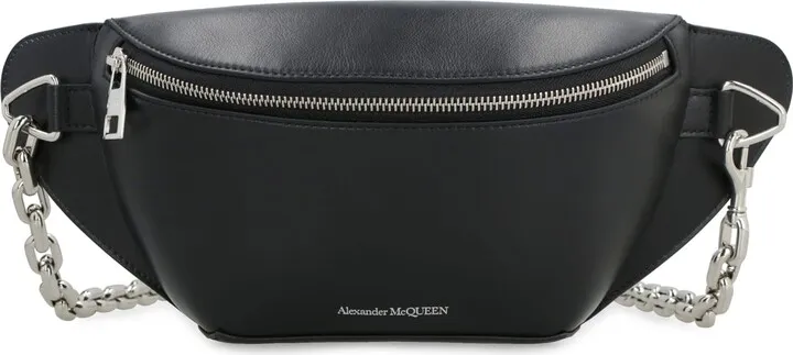 Biker Leather Belt Bag With Logo