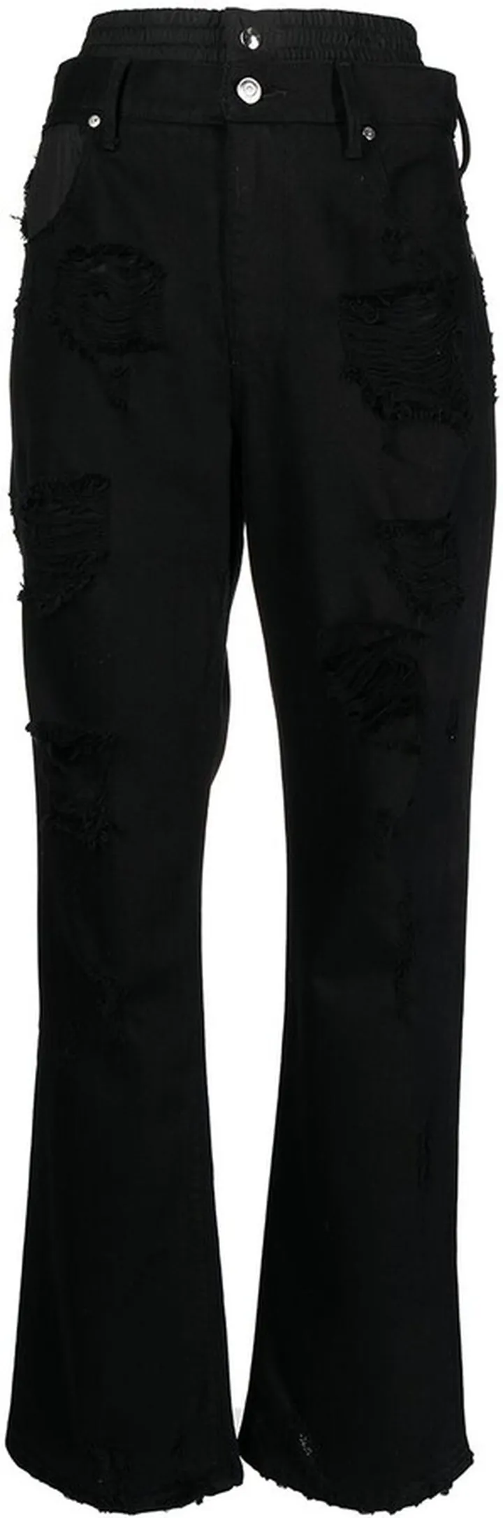 Distressed Double-Waistband Jeans