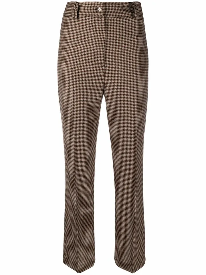 Herringbone Straight-Leg Trousers