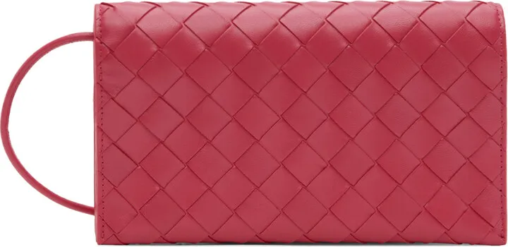 Bottega Veneta Pink Wallet On Strap Bag
