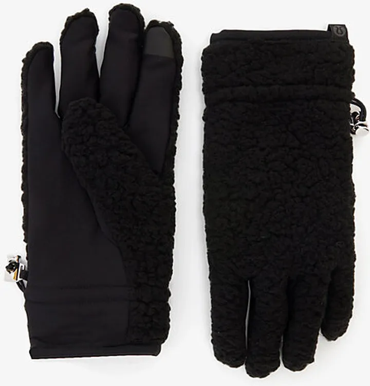 Womens Black Fluffy Tech-friendly Fleece Gloves