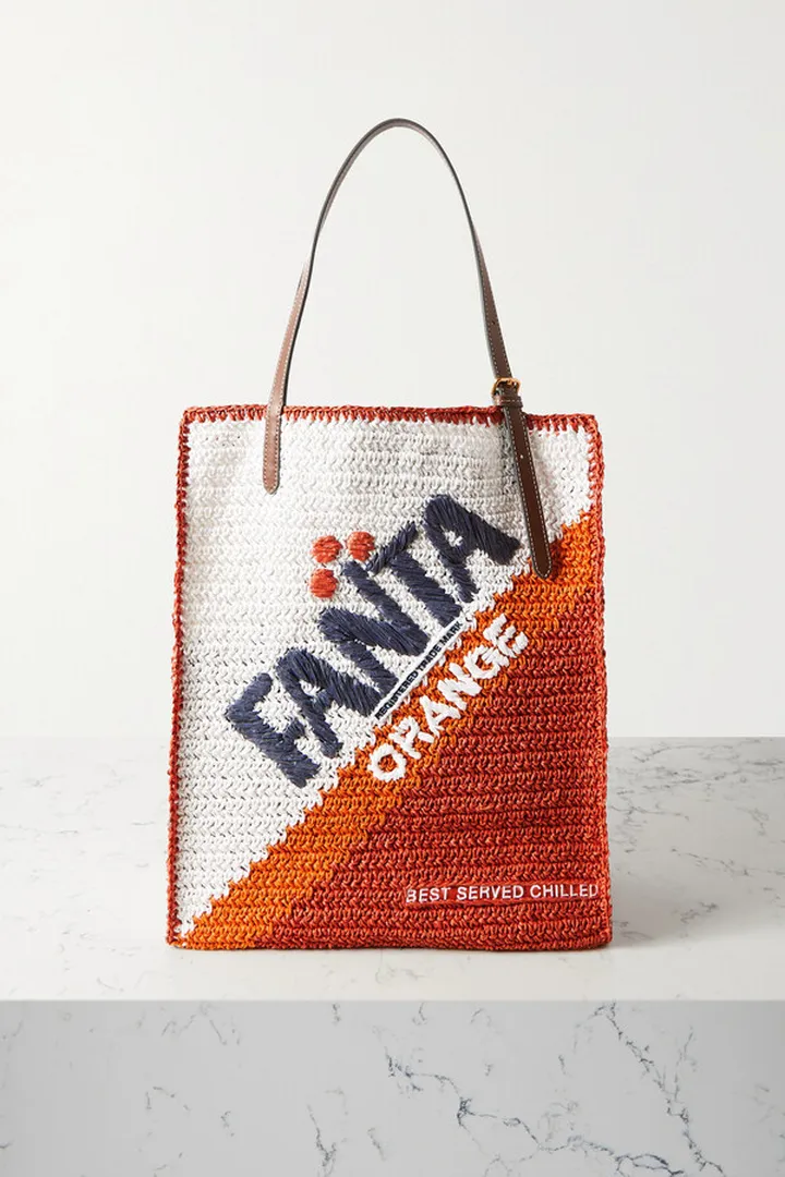 Anya Hindmarch - Anya Brands Fanta Leather-trimmed Woven Tote - Orange