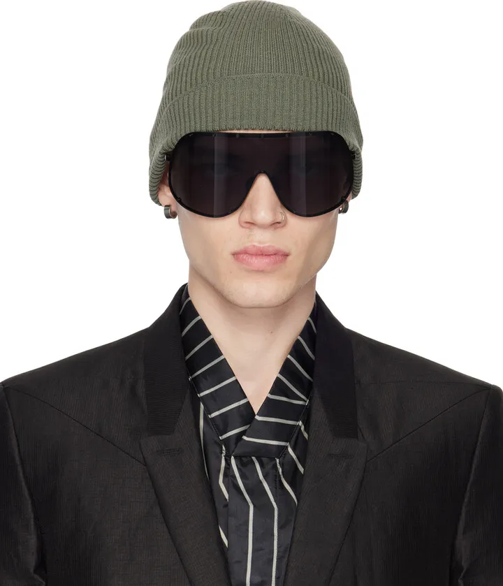 Rick Owens Green Rolled Beanie