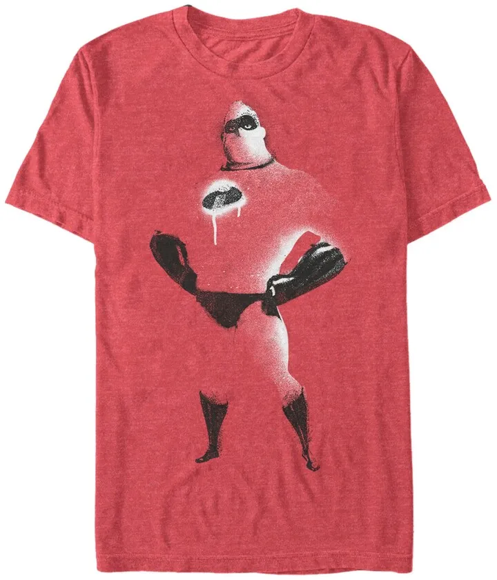 Disney Pixar Men's The Incredibles Painted Distressed Mr. Incredible Short Sleeve T-Shirt