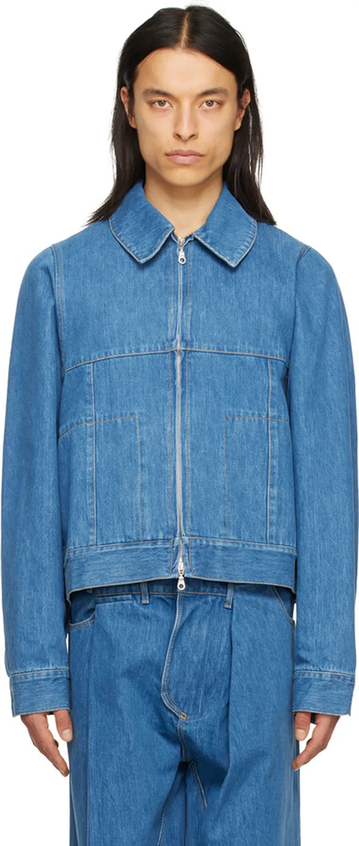 Bianca Saunders Blue Bowl Denim Jacket