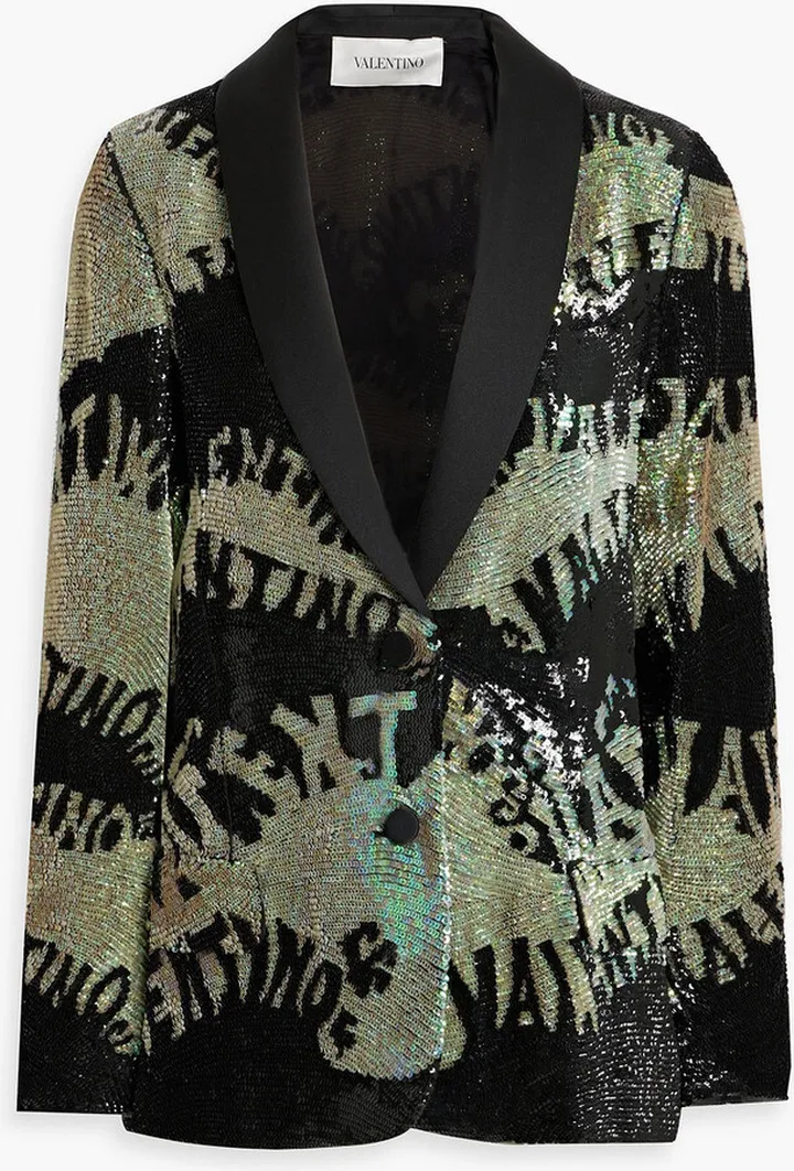 Sequined silk-chiffon blazer