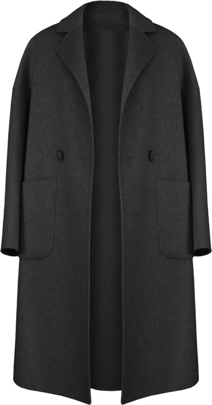 Belle & Bloom - Publisher Double-Breasted Wool Blend Coat - Black