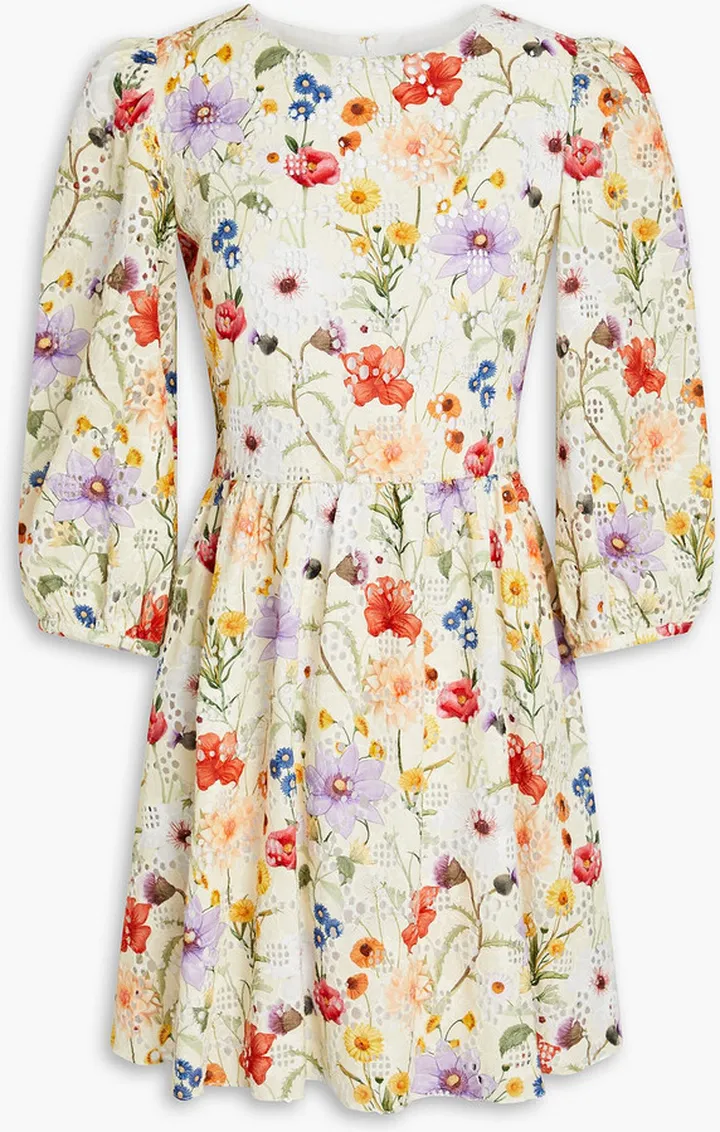 Bia floral-print broderie anglaise cotton mini dress