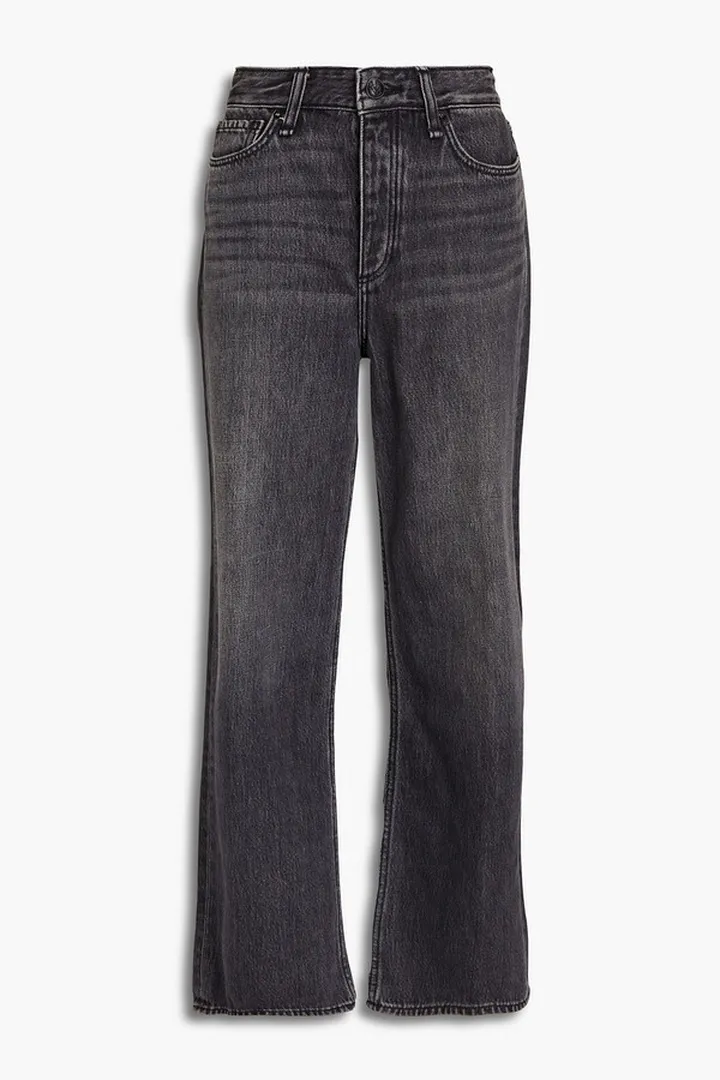 Faded high-rise wide-leg jeans