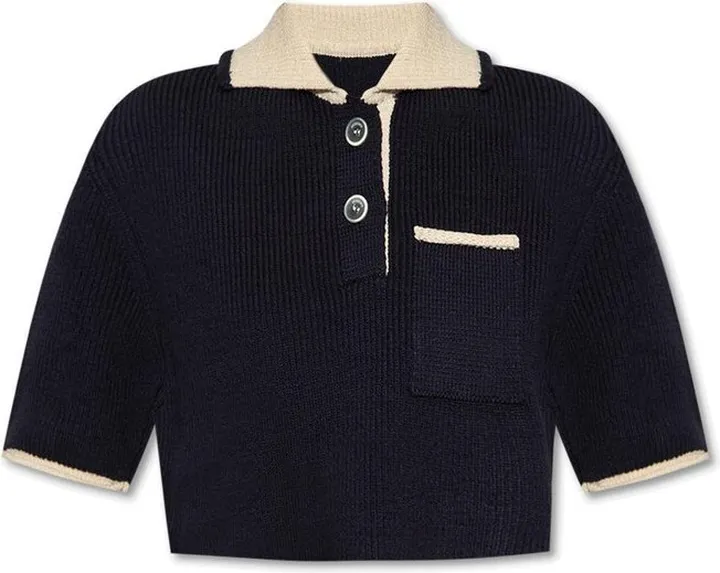 Jacquemus Arco Cropped Knitted Polo Shirt