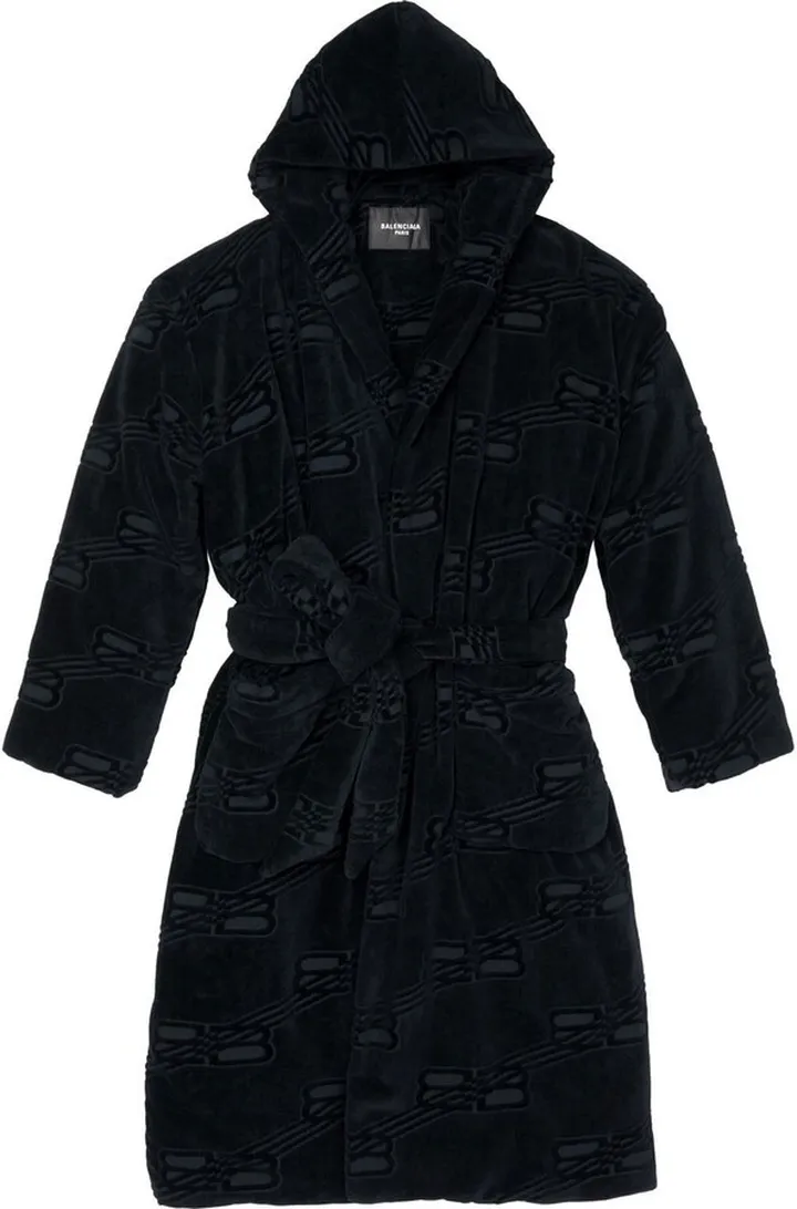 Monogram-Pattern Fleece Bathrobe
