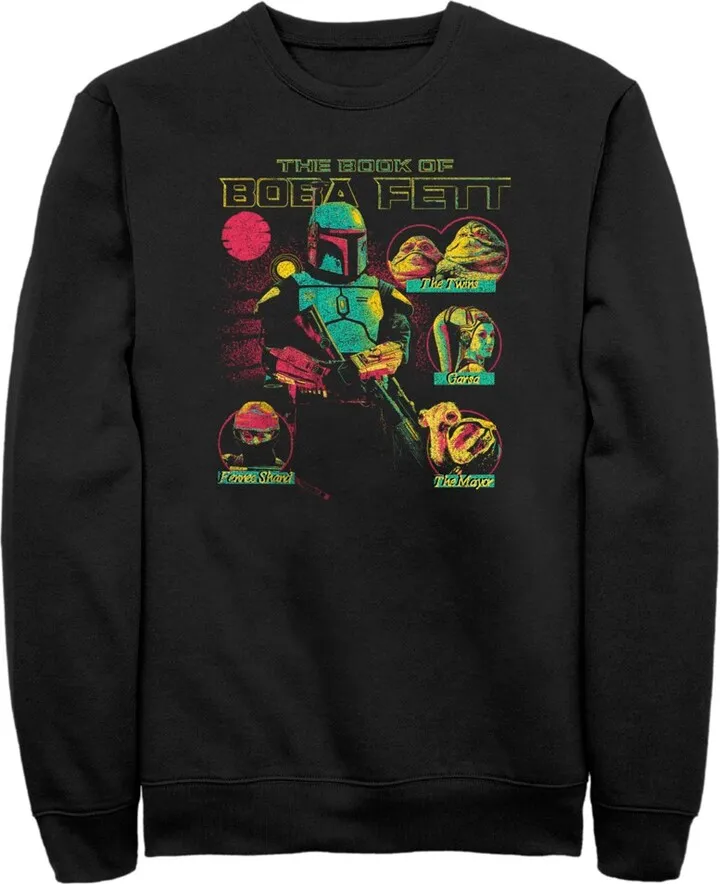 Men's Star Wars: The Book of Boba Fett Distressed Character Line-up Sweatshirt - Black - 2X Large