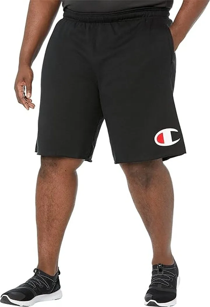 Champion Big Tall Powerblend 10 Graphic Shorts (Black) Men's Clothing