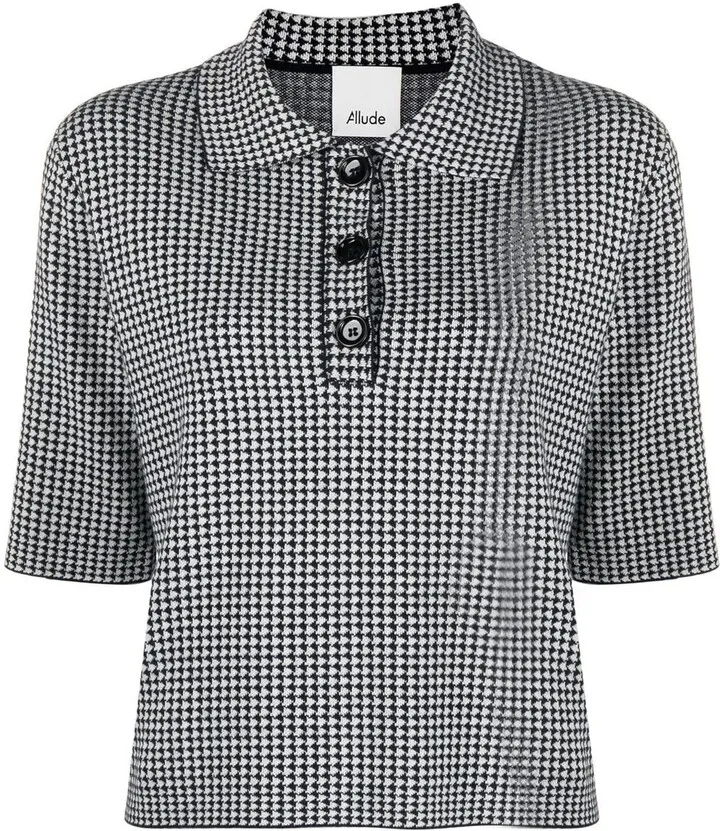 Houndstooth Short-Sleeved Polo Shirt