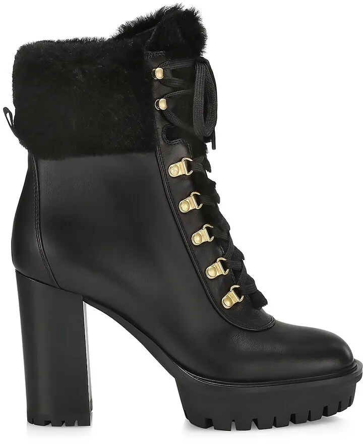 Alaska Leather Fur-Trimmed Boots