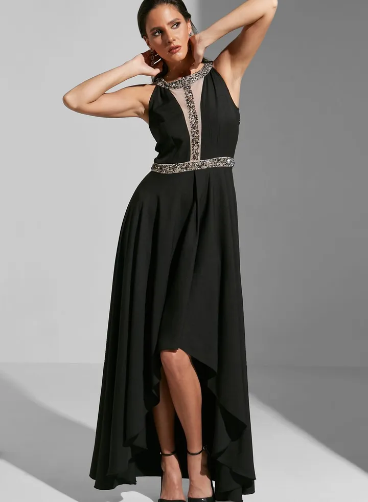 Leen Aboushaar Cut-Out Detail High Low Dress