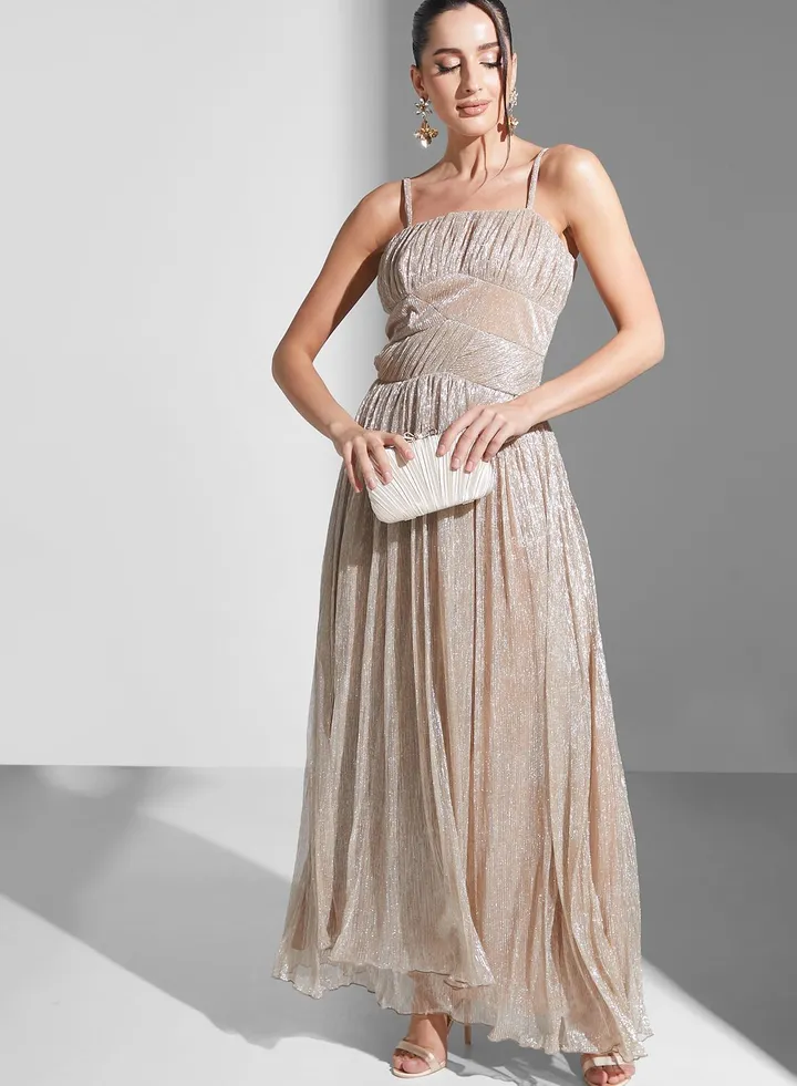 Zena Louay Gathered Square Neck Dress