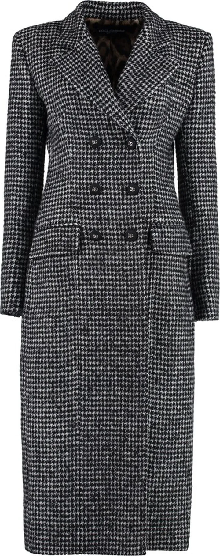 Houndstooth Double-breasted Coat