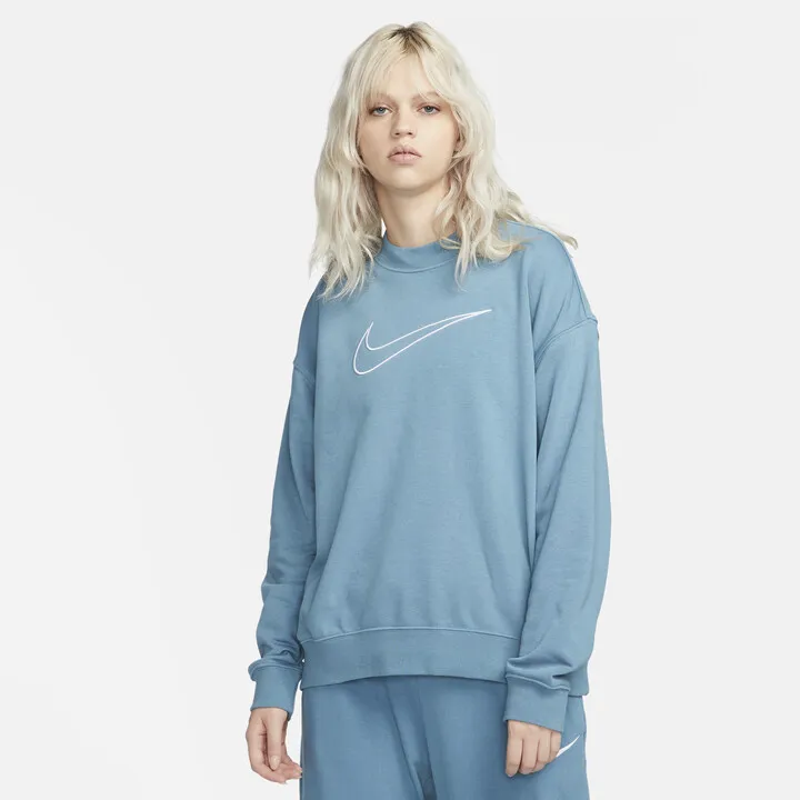 Nike Women's Dri-FIT Get Fit Graphic Crewneck Sweatshirt in Blue