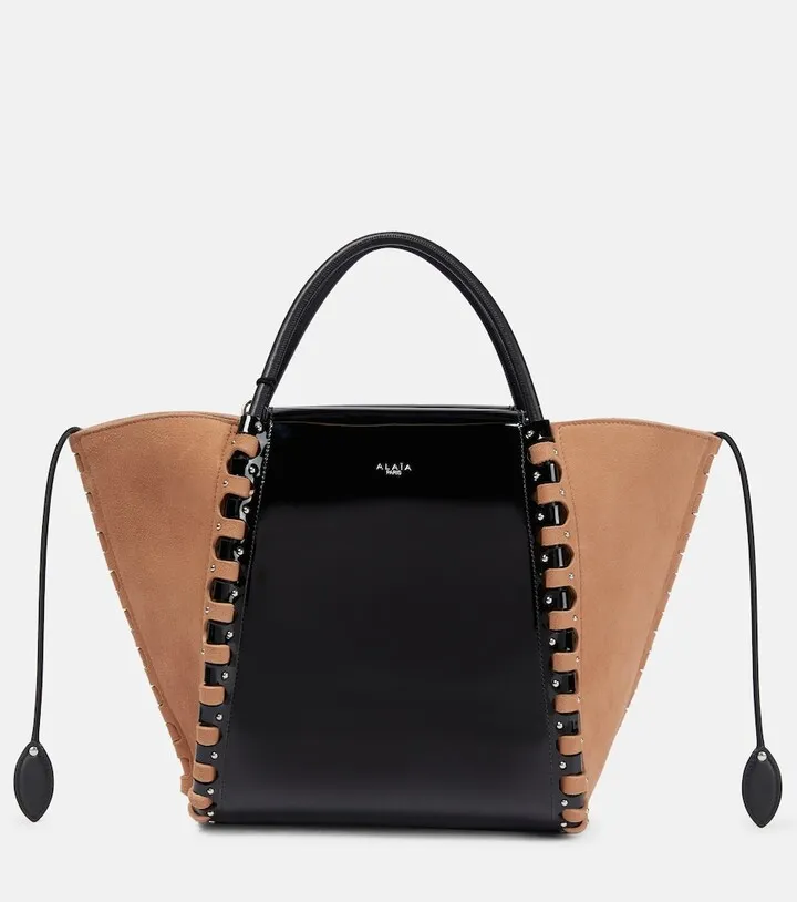 Hinge Medium suede and leather tote