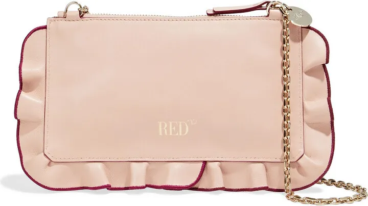 Ruffled leather shoulder bag