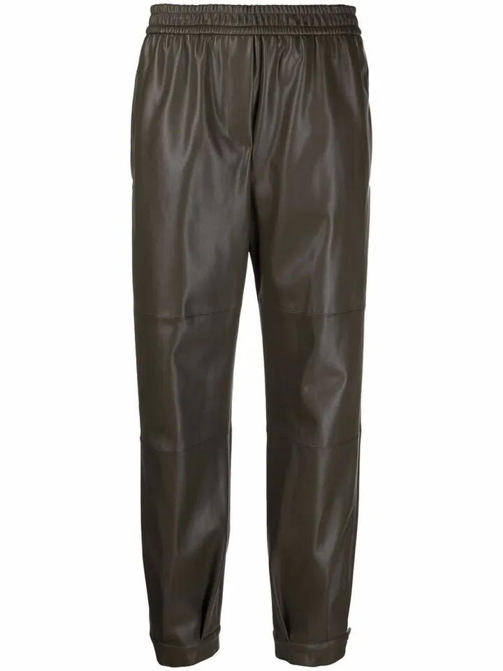 Faux-Leather Slip-On Trousers